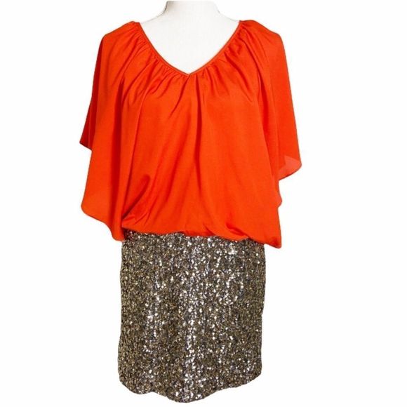 C. Luce Orange & Sequin Bottom Dress - Picture 2 of 7